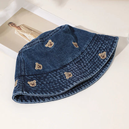Retro embroidered cute fisherman's hat