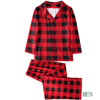Christmas Family Pajamas Plaid Print Mother Father Kids Matching Full Sleeve, Button Shirt, Child's Set or Gown