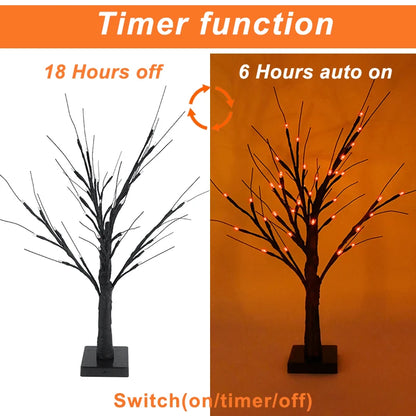 Halloween LED Birch Tree Light for Small Decorations.  Great to dis[play children's handmade Halloween items