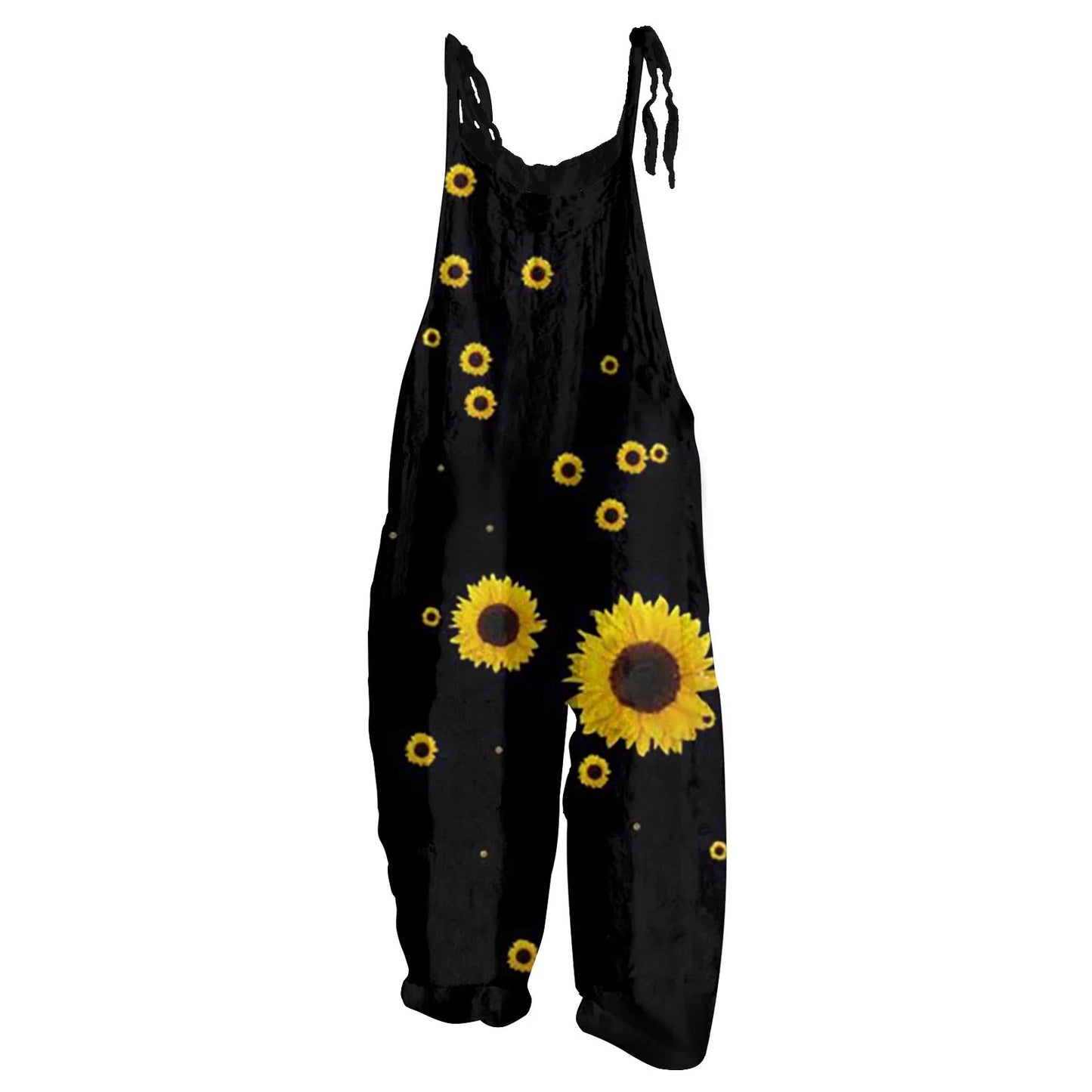 Sunflower Pattern Jumpsuits Casual Loose, Shoulder string ties; Variety of patterns