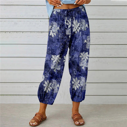 Boho Tie Dye Print Harem Pants in 8 Designs - Elastic Drawstring Waist Casual Cropped Trousers