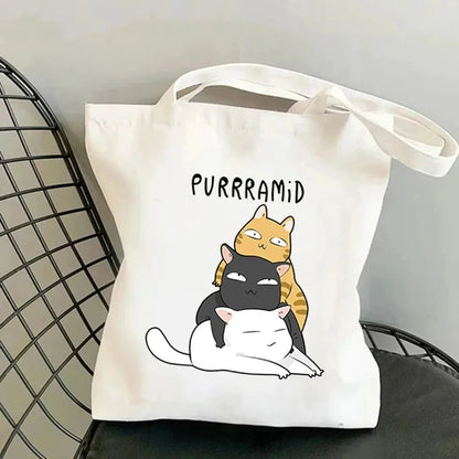 Life Is Better with Cats Canvas Tote Bag, Handbag. USE THIS AS THE GIFT OR TO HOLD THE GIFT---WHY USE PAPER?
