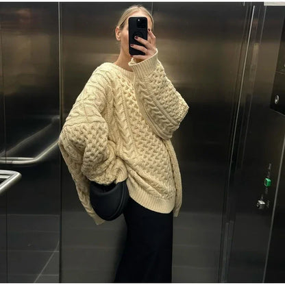 Long Sleeve Prairie Sweater Chic Solid Vintage Oversize Turtleneck Pullover