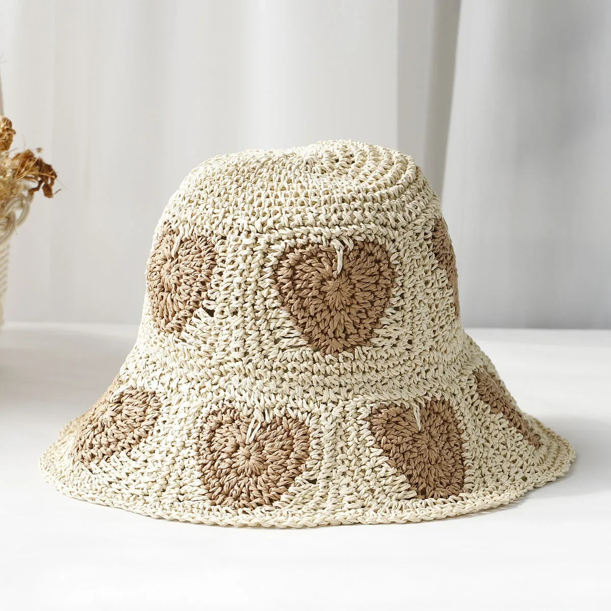 Bright Colored Floweed Crocheted Fisherman Hat