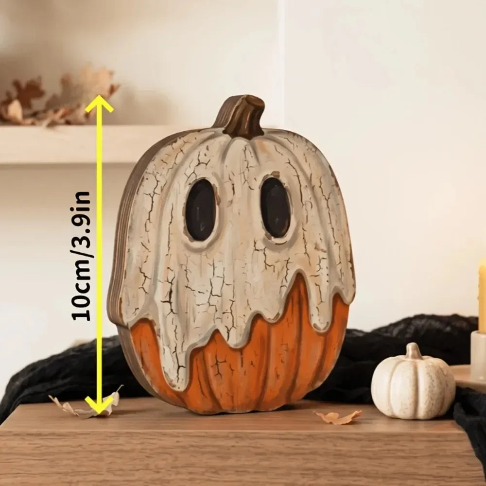 Halloween Interior Autumn Decorations, Retro Wooden Blocks, Shelf Decoration: Ghosts Black Cats, Pumpkins, Skeleton's Witch