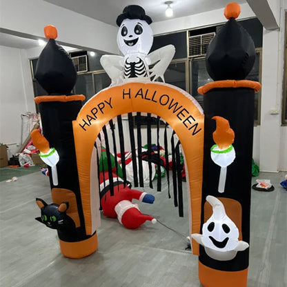 Halloween Inflatable Archway Built-in LED Light Pumpkin Prop Outdoor Decoration