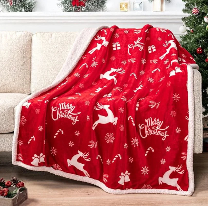 Christmas Sherpa Throw Blanket, Super Soft and Warm Blanket in 11 different Prints