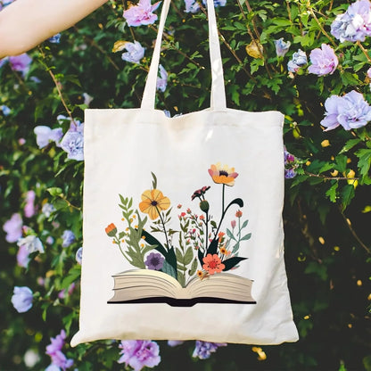 Canvas Book Themed Tote Bag Shoulder Bags. ALSO MAKES A GREAT GIFT BAG--WHY USE PAPER????