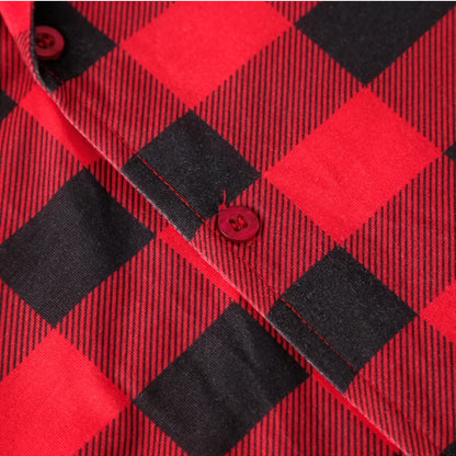 Christmas Family Pajamas Plaid Print Mother Father Kids Matching Full Sleeve, Button Shirt, Child's Set or Gown