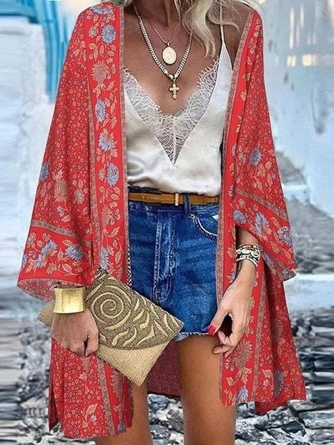 Women's Boho Blouse Cardigan Top, Casual Cover-Up in 12 designs