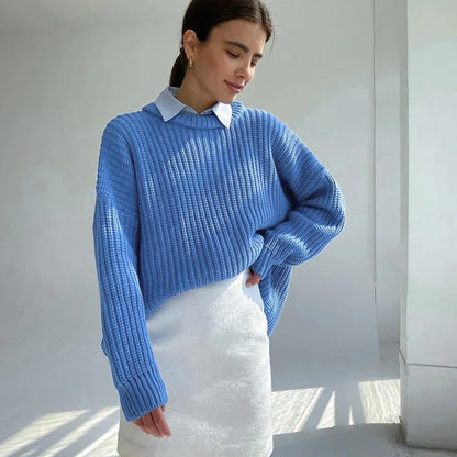 Chunky Knit Oversized Sweater Crew Neck Long Sleeve Loose Casual  Pullover. Comes in 6 colors
