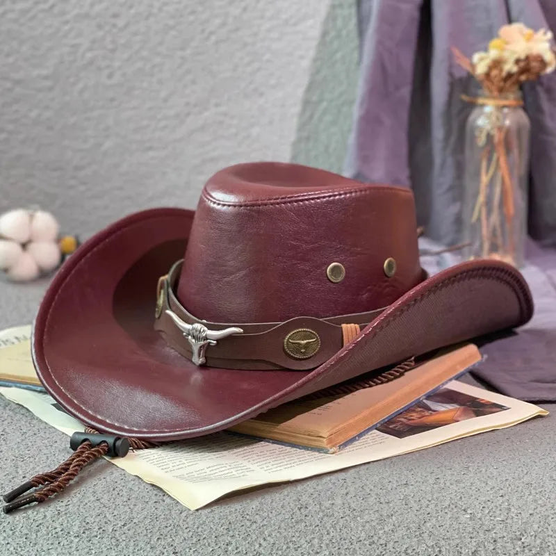 Faux Leather Western Cowboy Hats For Men and Women