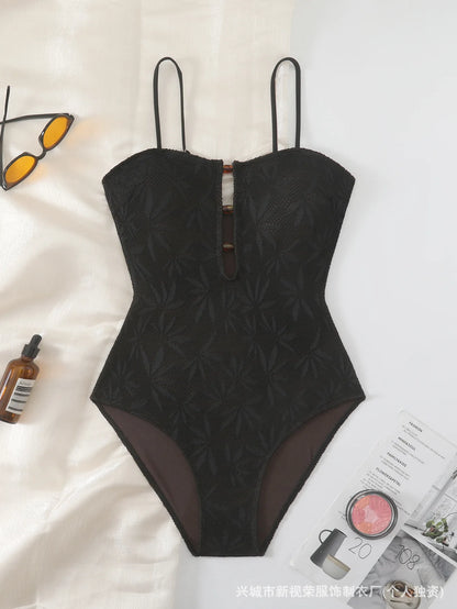 Bohemian Style One-Piece Swimsuit Backless Adjustable Spaghetti Strap Design