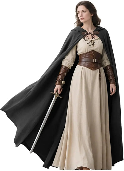 Medieval Hooded Linen Cloak, Renaissance Cape With Hood - Cloak Only in Various Colors