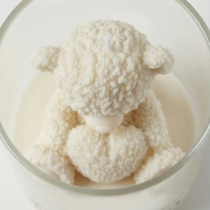 Cute Teddy Bear Scented Candle Glass Jar Soy Wax Aromatherapy