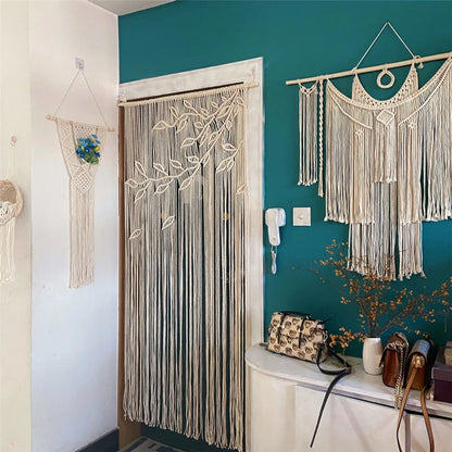 Hand-woven Macrame Cotton Tapestry Curtain, Wall Hanging Art Tapestry, Boho Decoration, Bohemian Wedding Backdrop Tapestry