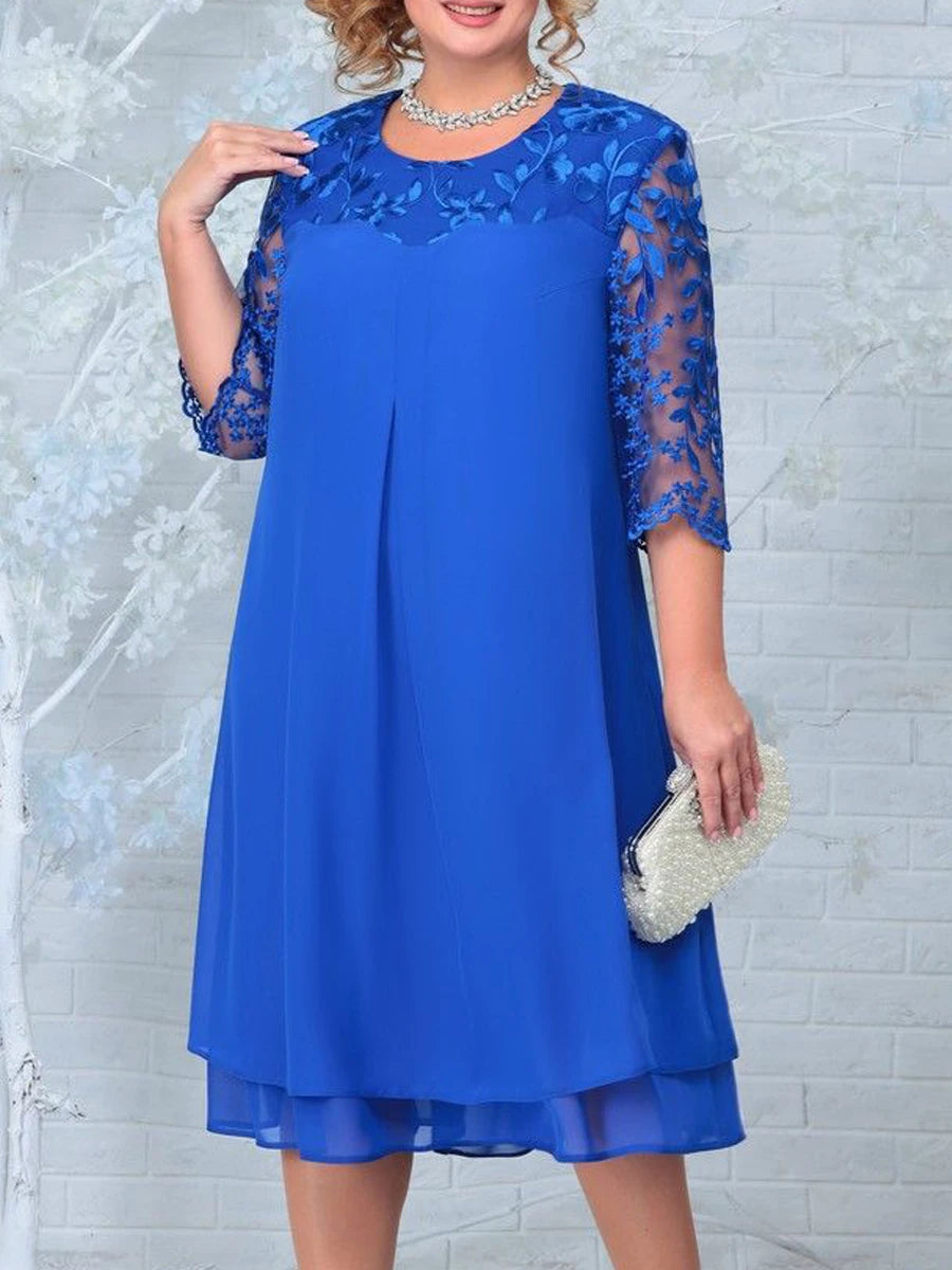 Sizes to 4XL  in 7 Colors  Embroidery Patchwork Elegant Dresses