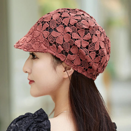 Thin Hollow Hook Flower Cap with a very slight brim HElegant