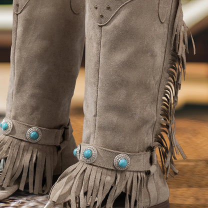 Boot Sandals!!!!  Vintage Bohemian Fringe Knee High Toe Sandals to Size 11