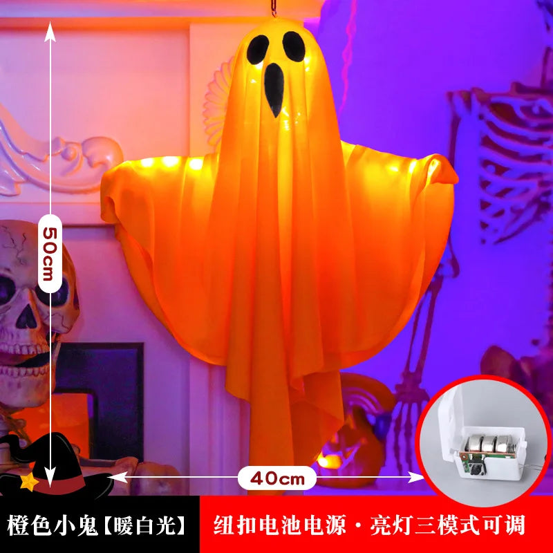 Halloween Hanging LED Ghost Light, in Orange or White