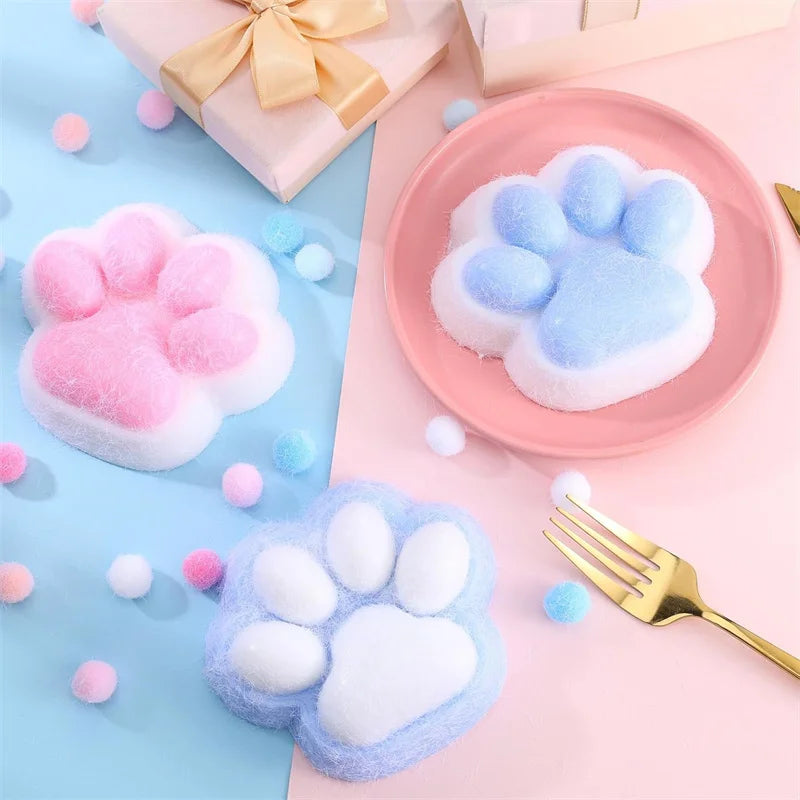 Giant Cat Paw Squishies Ultra Soft Taba in 4 colors, Large 5 in by 5 in and 1 inch tall