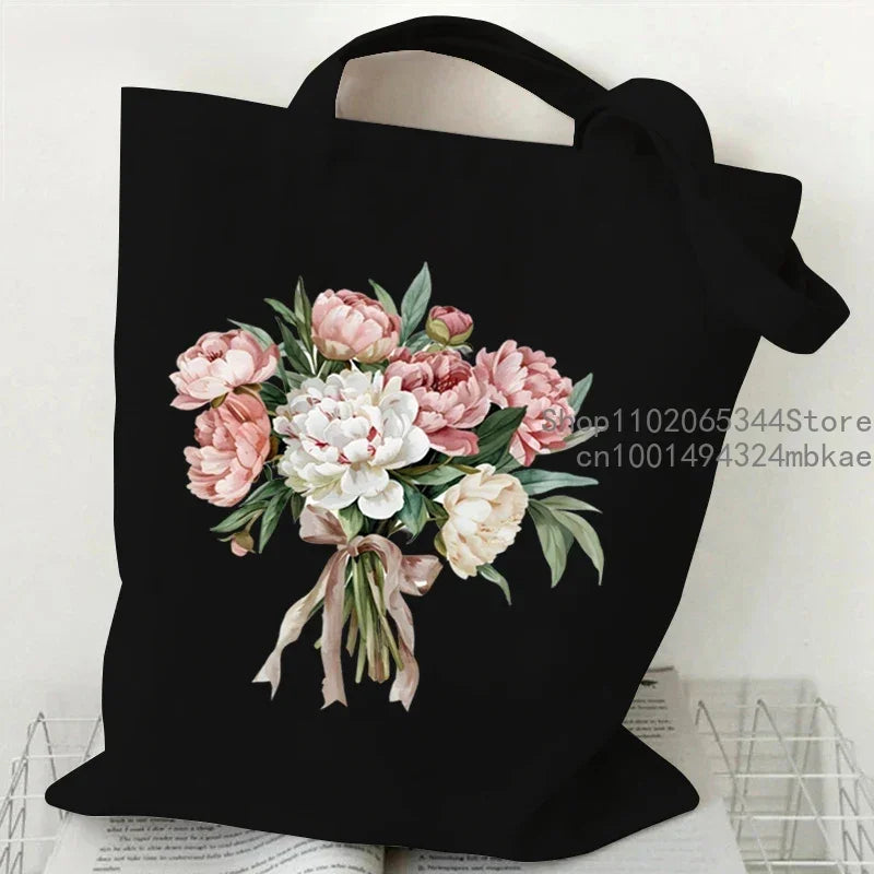 Aesthetics Peony Graphic Canvas Tote Bag . ALSO GREAT FOR GIFT BAG---WHY USE PAPER????