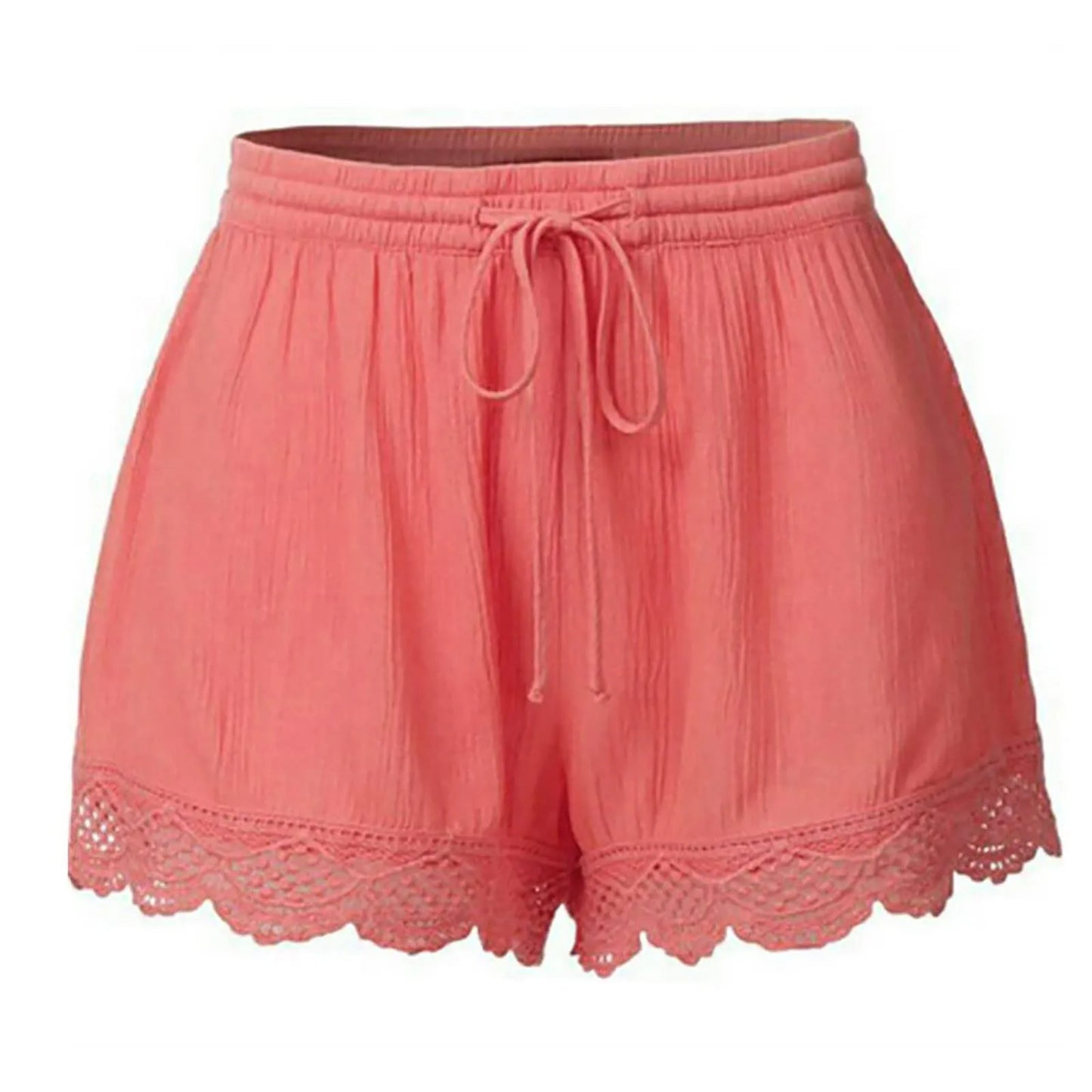Plus Size to 5XL Ladies’ Casual Versatile Drawstring, Lace hem ,drawstring elastic waist