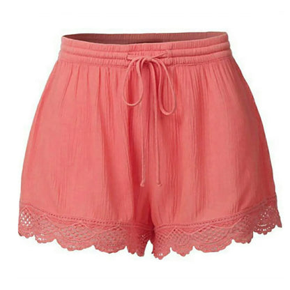 Plus Size to 5XL Ladies’ Casual Versatile Drawstring, Lace hem ,drawstring elastic waist