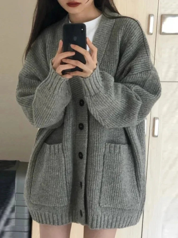 Oversized Cardigan Sweater-Coats, Long, Full Sleeves, V-Neck, Loose  Fit, Button Front. comes in Tan, Gray, Off White