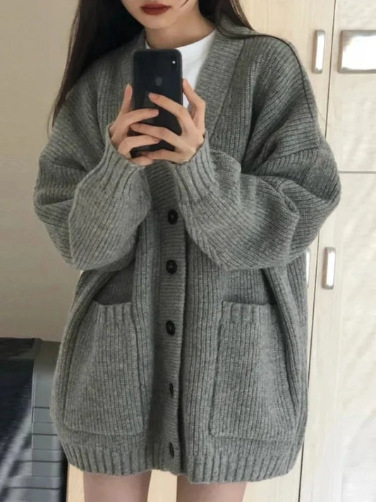 Oversized Cardigan Sweater-Coats, Long, Full Sleeves, V-Neck, Loose  Fit, Button Front. comes in Tan, Gray, Off White