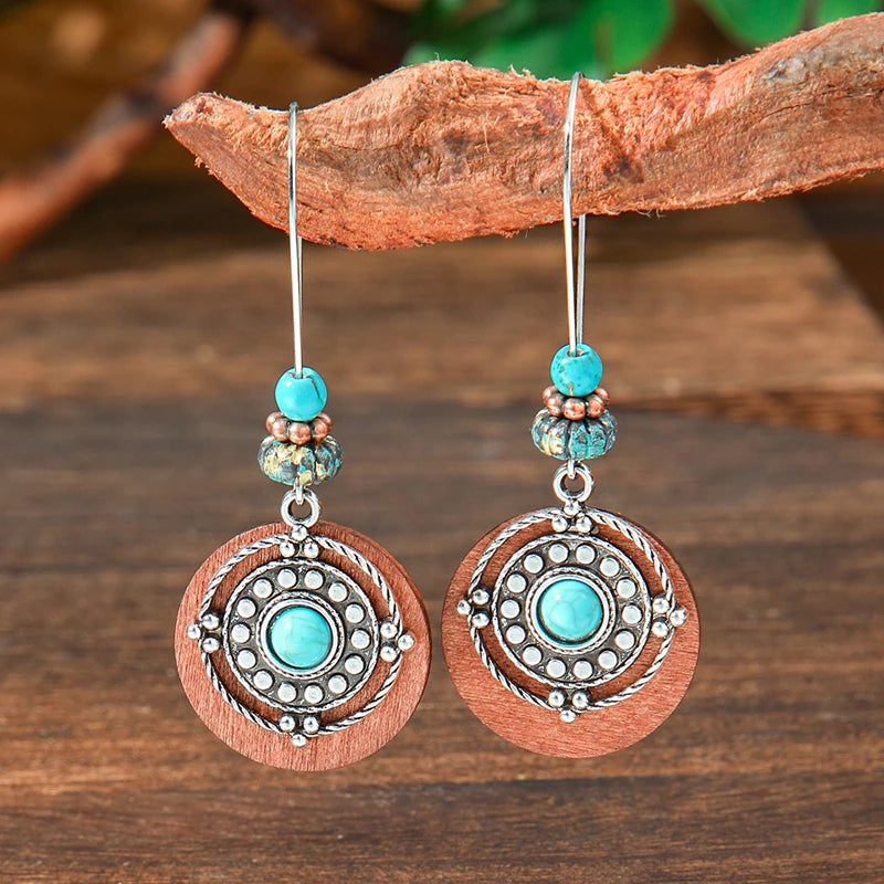 Vintage Tibetan Silver Geometric Turquoise Drop Dangle Earrings. 34 Variations
