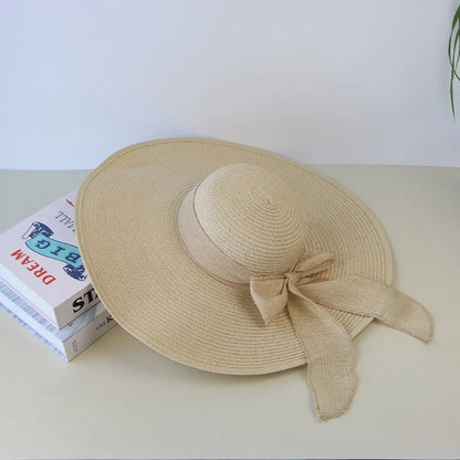 Straw Hat Bowknot Wide Brim Floppy Panama Hats Various colors