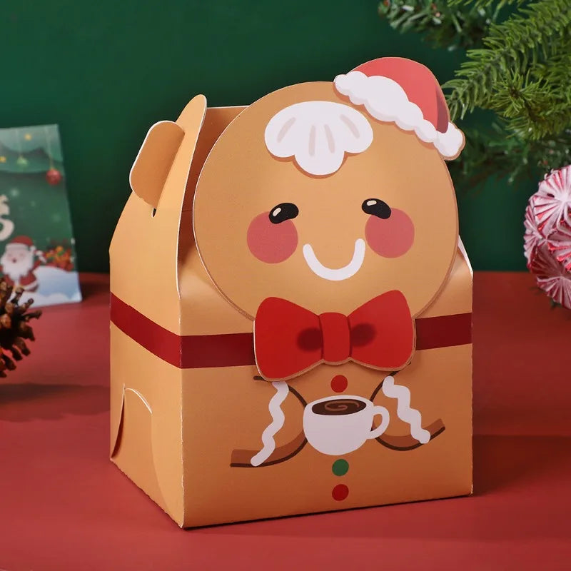 Christmas Square Cardstock Gift Bags, Sturdy Reusable