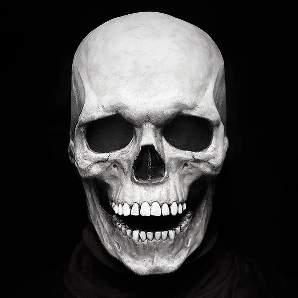 Creepy Halloween Full Head Latex Helmet with Moveable Jaw Skull Mask with Movable Jaw
