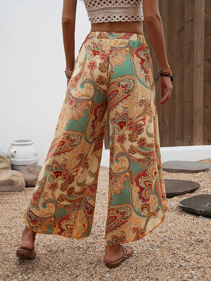 Size to 2XL Directional Hem Long Pants with Wide Legs