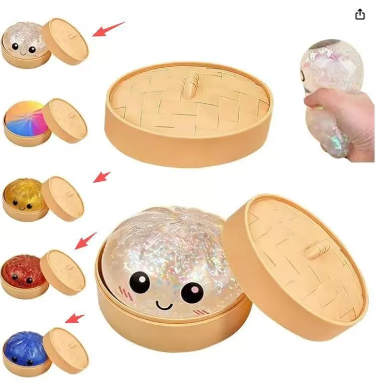 Squishy Dumpling Bun Toy, Slow Rising Glitter Dumpling Stress Ball
