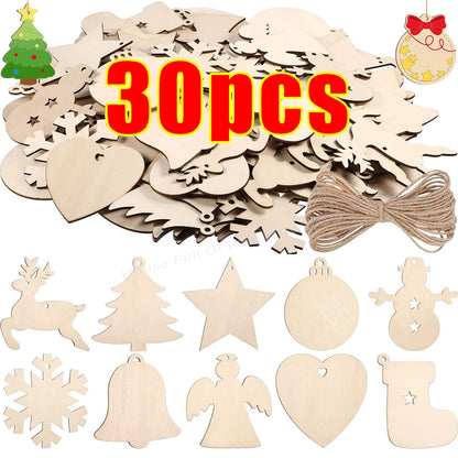 DIY Wooden Christmas Ornaments to Paint, Blank Wood Cutouts