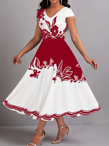 Sizes to 5XL Floral Print Tank Dress, Elegant Button Decor, Sleeveless Dress,