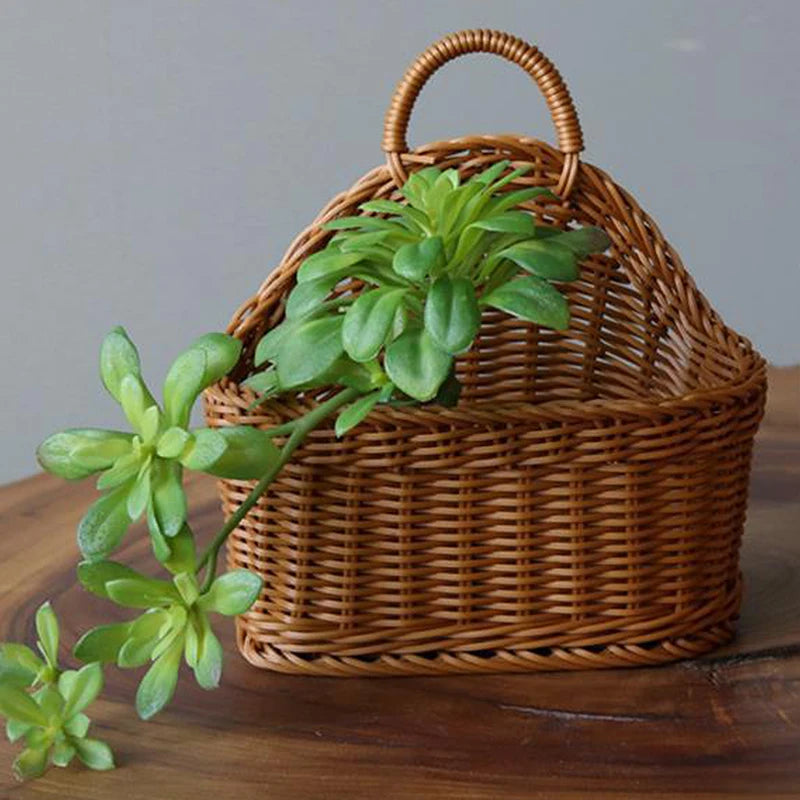 Wall Mountable Vegetable, Fruit, and Letter Basket, Simulated Rattan Hanging Basket