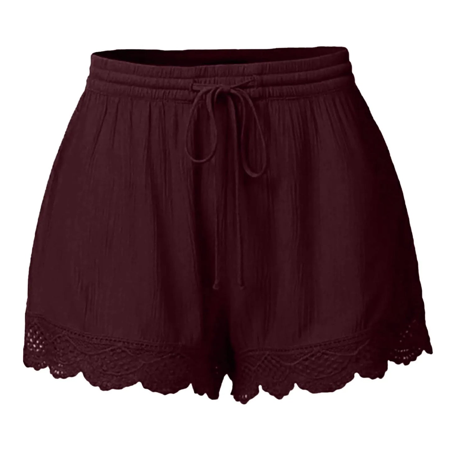 Plus Size to 5XL Ladies’ Casual Versatile Drawstring, Lace hem ,drawstring elastic waist