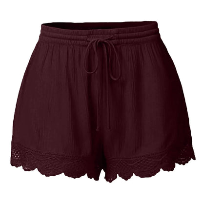 Plus Size to 5XL Ladies’ Casual Versatile Drawstring, Lace hem ,drawstring elastic waist
