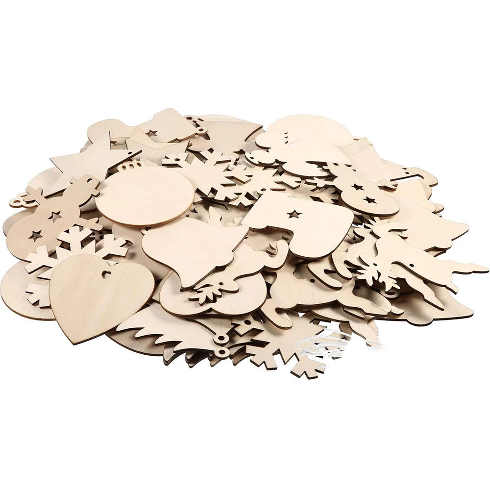 DIY Wooden Christmas Ornaments to Paint, Blank Wood Cutouts