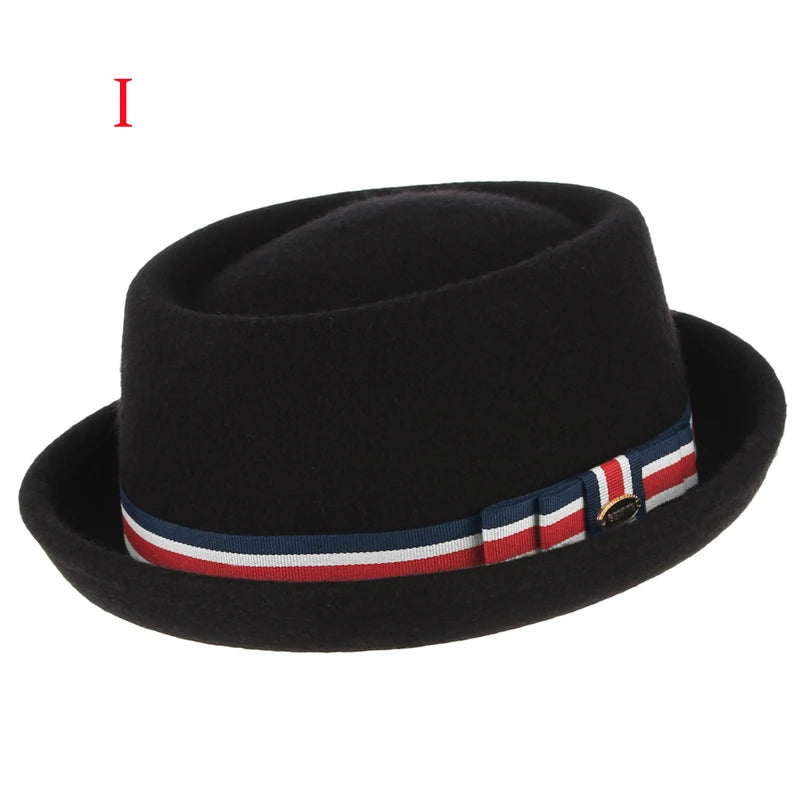 100% Wool Pork Pie Fedora Hat for Women and Men