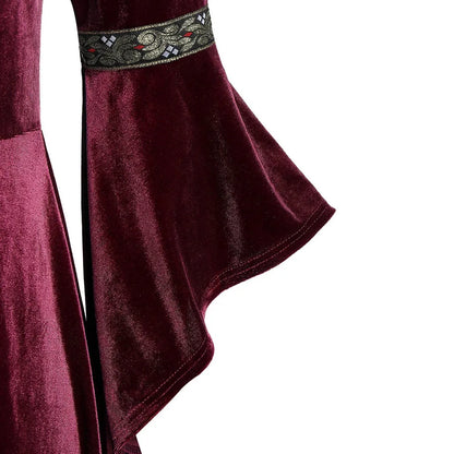 Halloween Long Sleeve Medieval Witch Victorian Gothic Bandage Dress