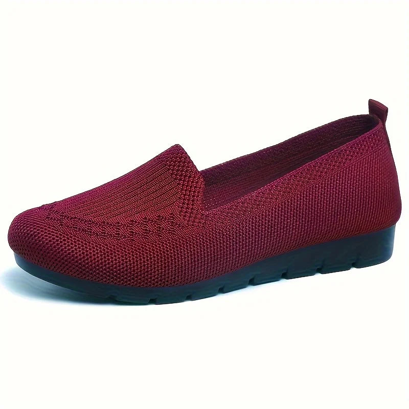 Women's Solid Color Knit Loafers Lightweight,  Anti Slip Flat Shoes for Casual Wear, Come in 4 colors