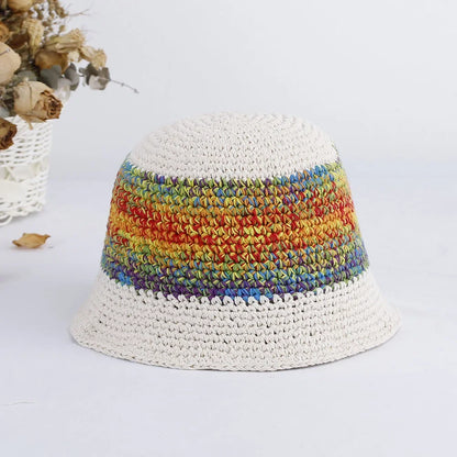 Bright Colored Floweed Crocheted Fisherman Hat