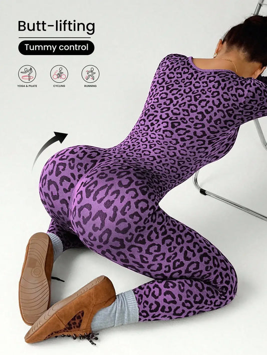 Slimming Elastic Hip Hugging Long Sleeve U Collar Stretchy