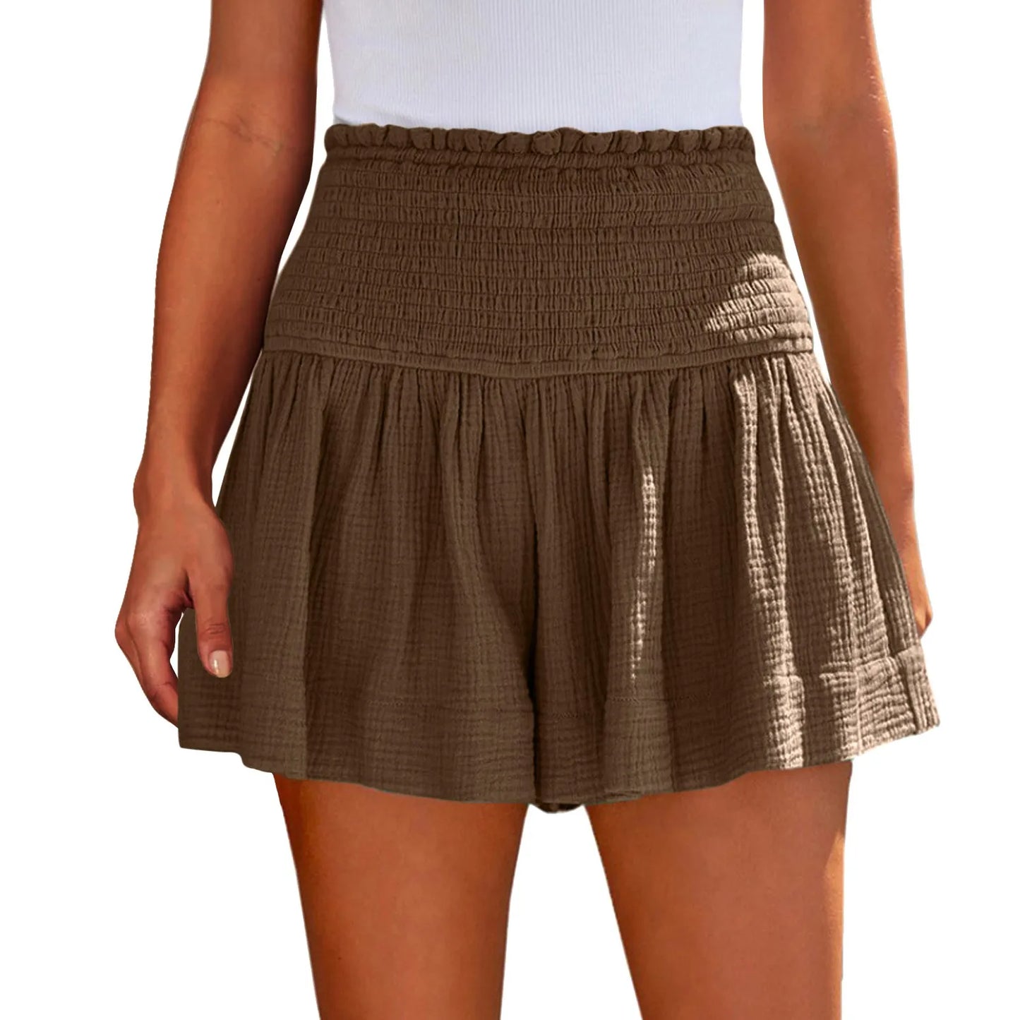 Sizes to 2XL, Elastic Waist Casual, Soft, Solid Colors, Breathable, Very Wide Leg Shorts