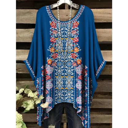 30 Different Style Bohemian Floral Tunics Plus Size to 3XL, 30 Vibrant Colors, Open Round Neck, Hankie Hem, Loose baggy sleeves