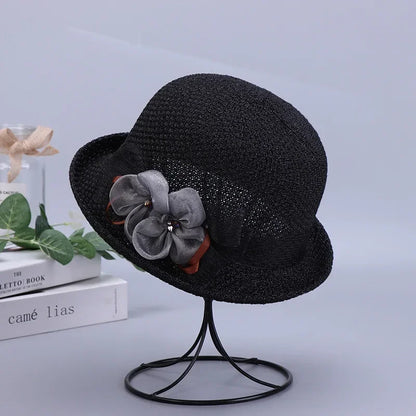 Knitted Breathable Fisherman Hat with flower